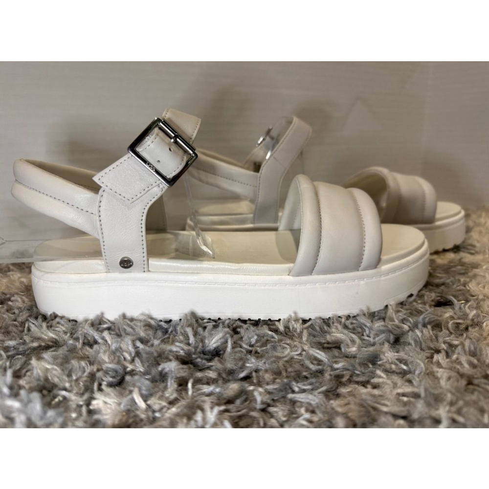 Women's UGG White Leather Zane Sandals Size 10